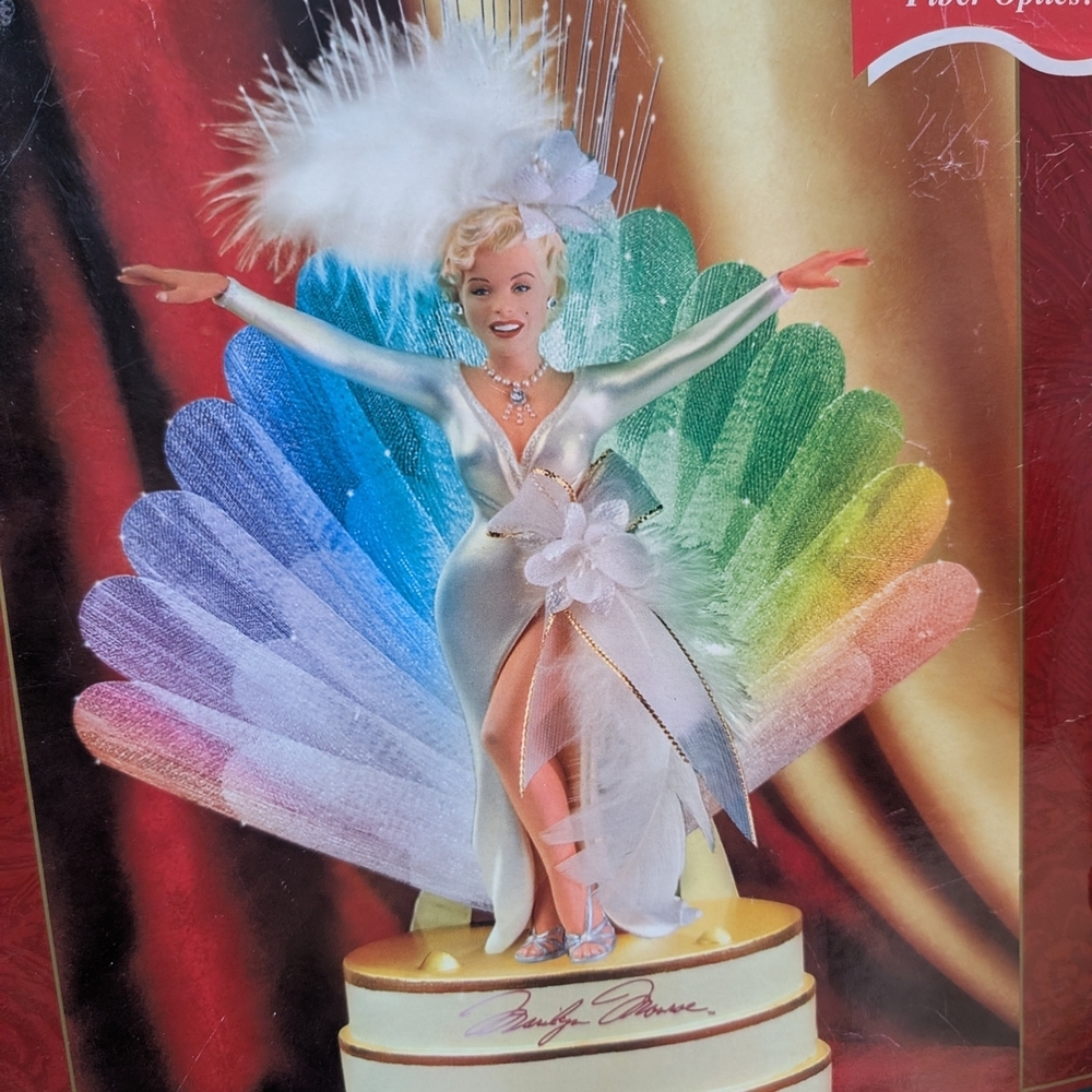 Marilyn Monroe Showgirl Figurine with Feathered Fan Fibre Optic